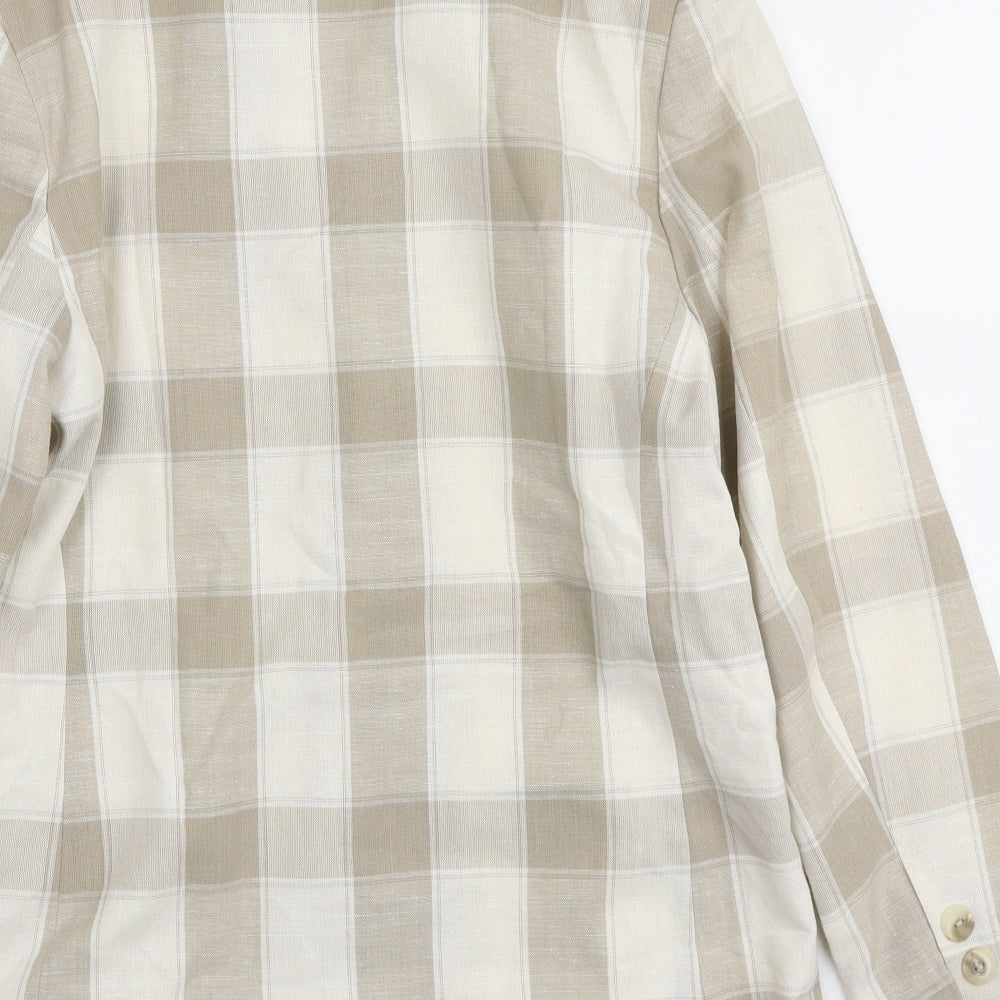 Classic Woman Womens Ivory Plaid Viscose Jacket Blazer Size 12