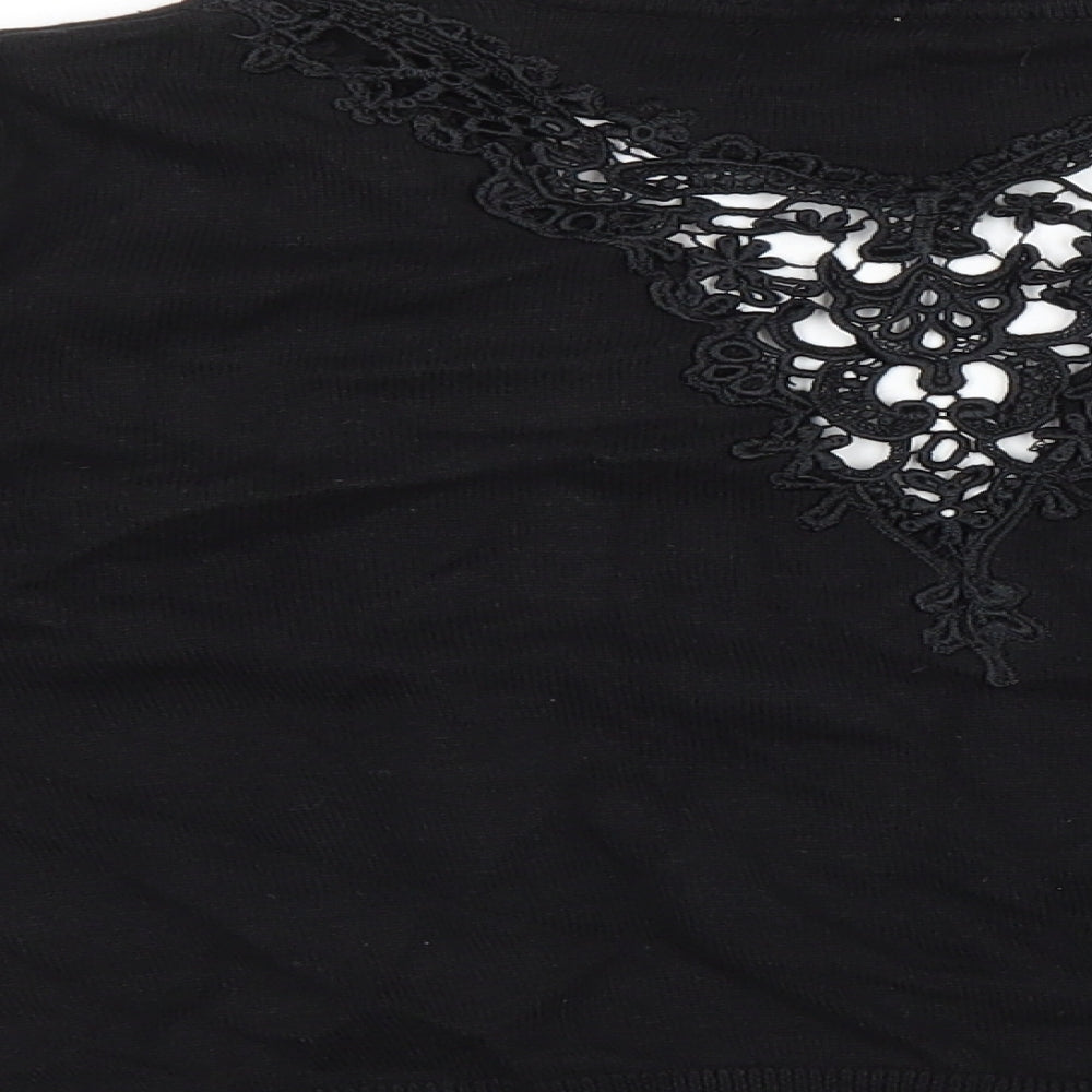 89th & Madison Womens Black V-Neck Cotton Cardigan Jumper Size XL