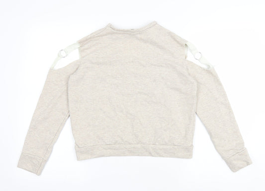 Boohoo Womens Beige Polyester Pullover Sweatshirt Size 8 Pullover - Keyhole neck