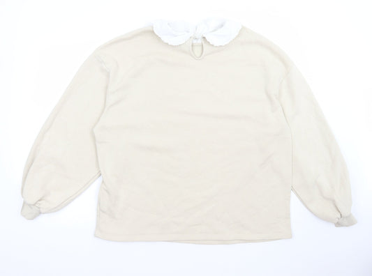 H&M Womens Beige Cotton Pullover Sweatshirt Size L Pullover