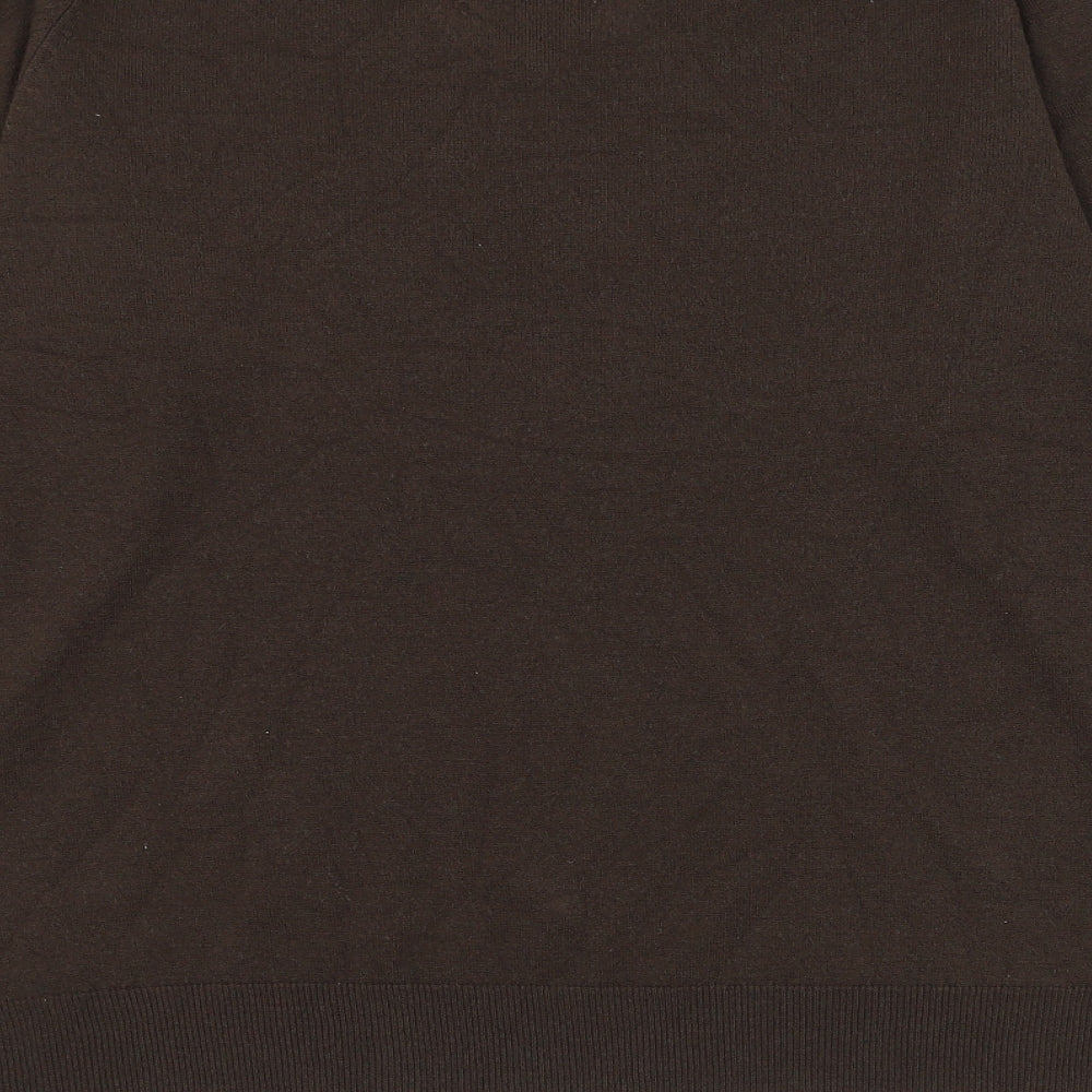Marks and Spencer Mens Brown V-Neck Acrylic Pullover Jumper Size M