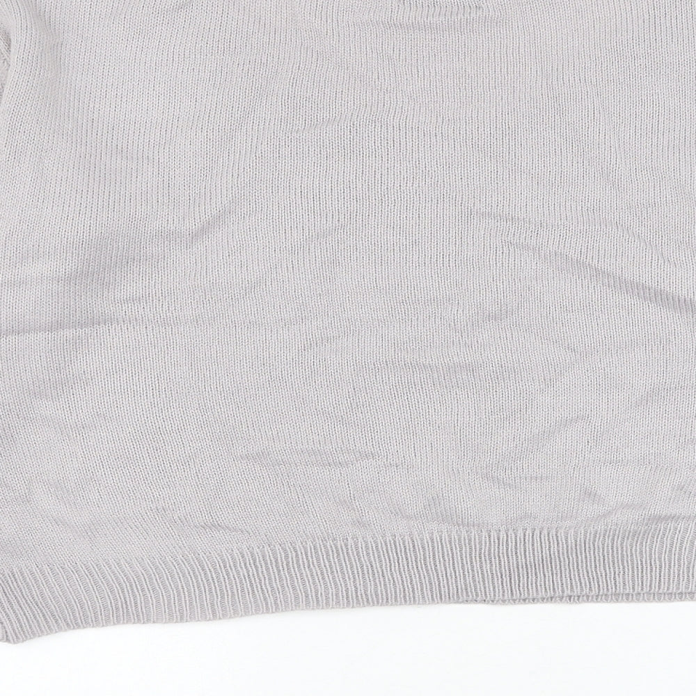 SheIn Womens Grey Scoop Neck Argyle/Diamond Acrylic Pullover Jumper Size L