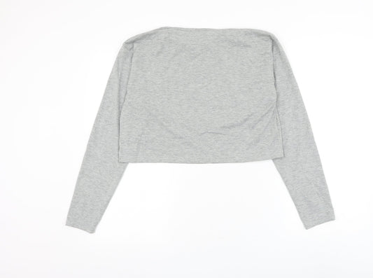 SheIn Womens Grey Cotton Cropped T-Shirt Size S Round Neck - Love