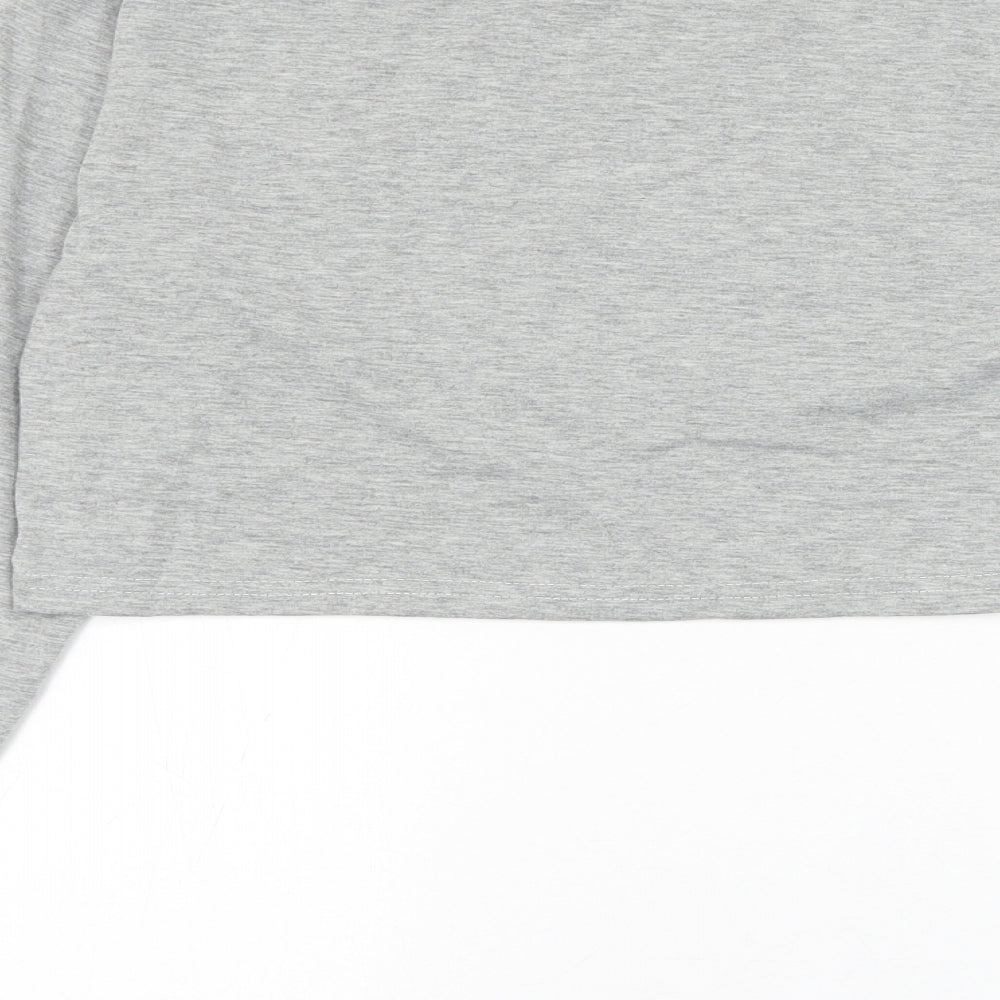 SheIn Womens Grey Cotton Cropped T-Shirt Size S Round Neck - Love