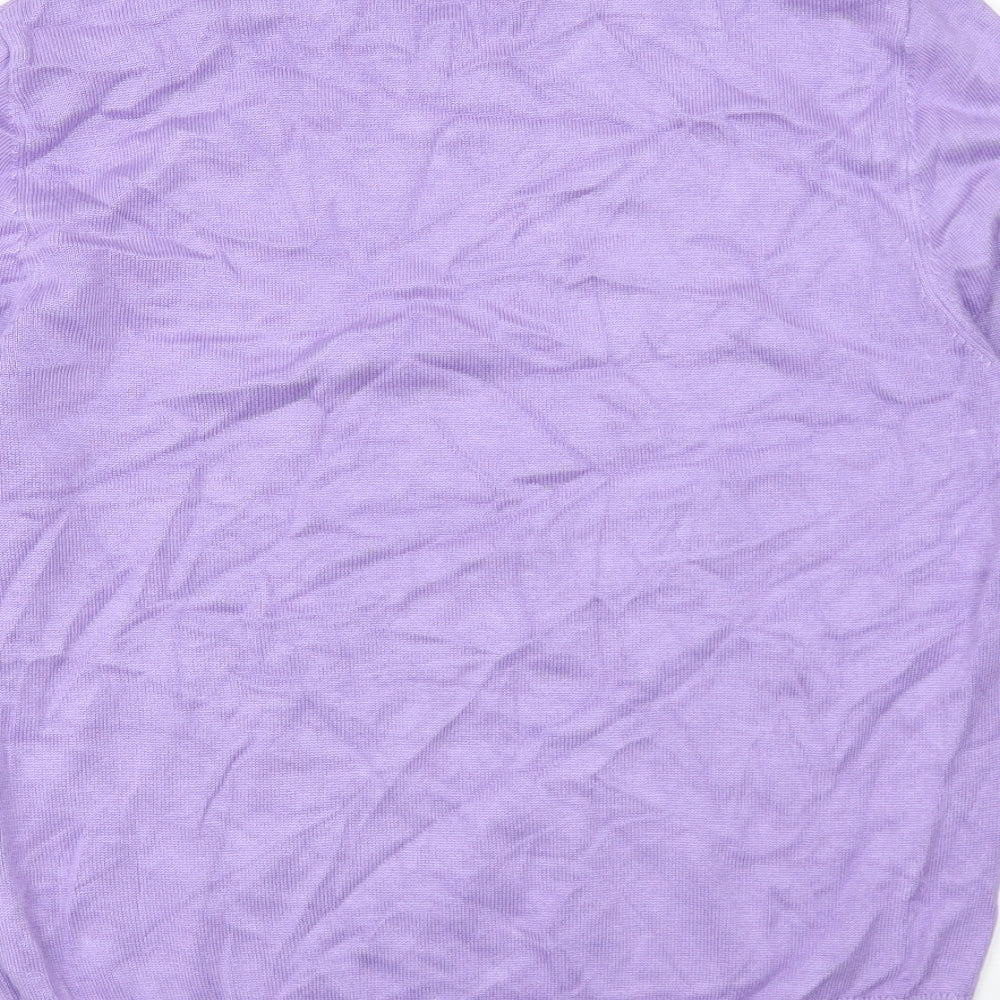 Castle Womens Purple V-Neck Viscose Pullover Jumper Size 14