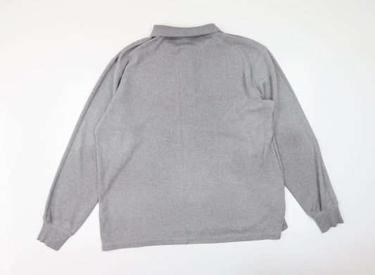Polar Lights Mens Grey Cotton Polo Size 2XL Collared Button
