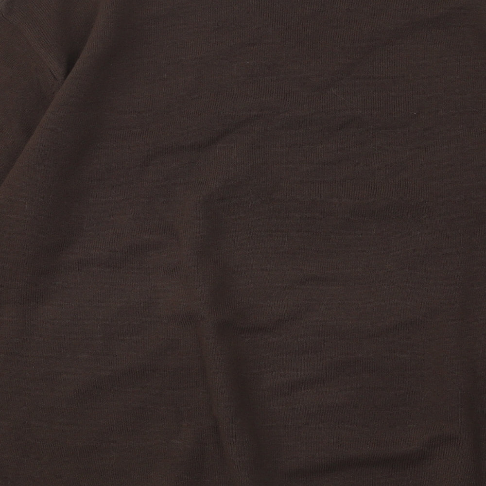 WOODVILLE Mens Brown V-Neck Acrylic Pullover Jumper Size L