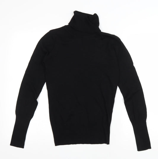 Clockhouse Womens Black Viscose Basic T-Shirt Size L Roll Neck