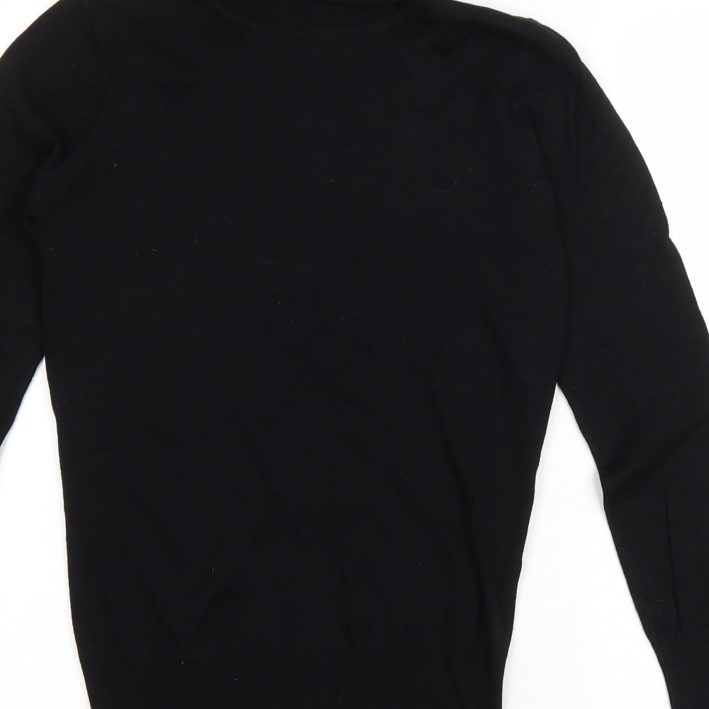 Clockhouse Womens Black Viscose Basic T-Shirt Size L Roll Neck