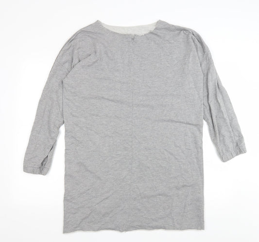 ASOS Womens Grey Cotton Jumper Dress Size 10 Boat Neck Zip