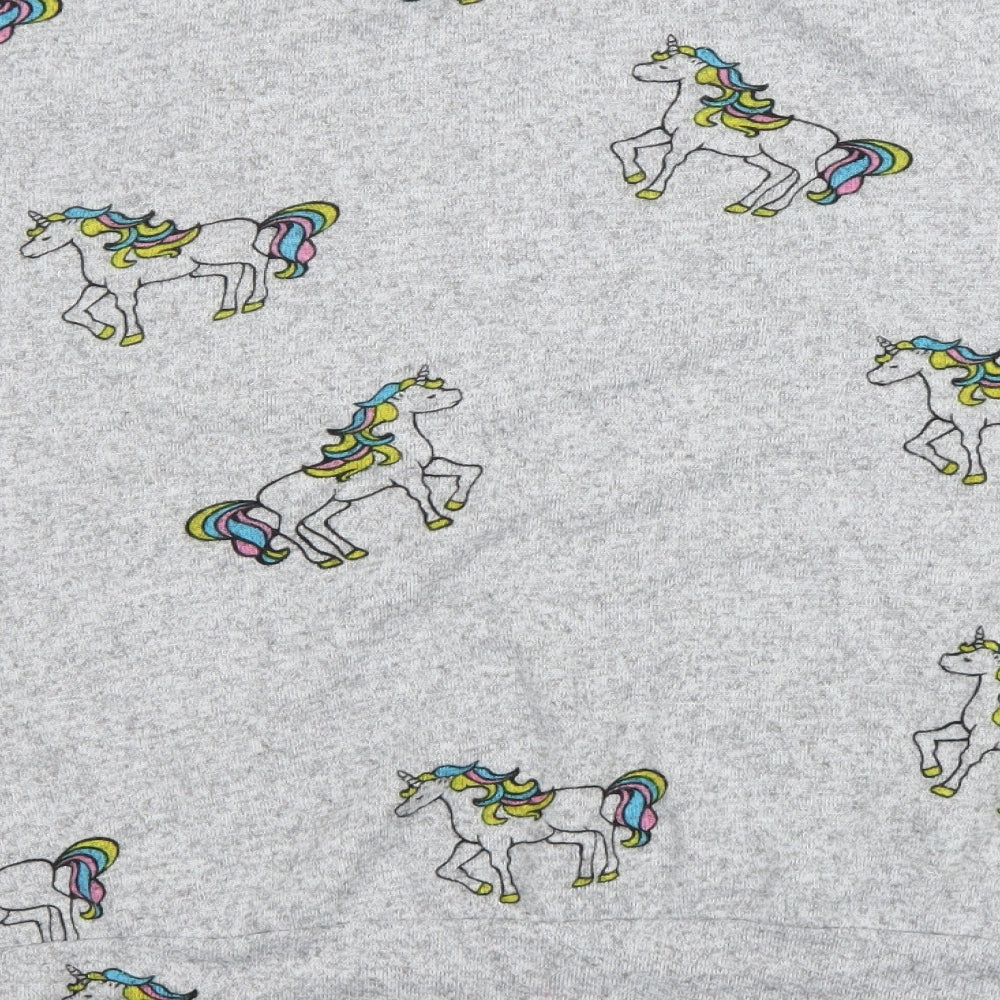 Izabel Womens Grey Scoop Neck Geometric Polyester Pullover Jumper Size 8 - Unicorns