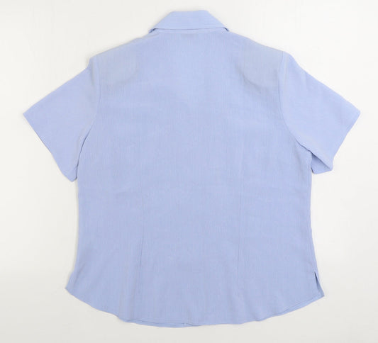 Berkertex Womens Blue Polyester Basic Button-Up Size 14 Collared