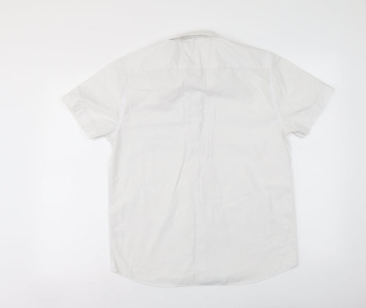 John Lewis Womens White Polyester Basic Button-Up Size 14 Collared