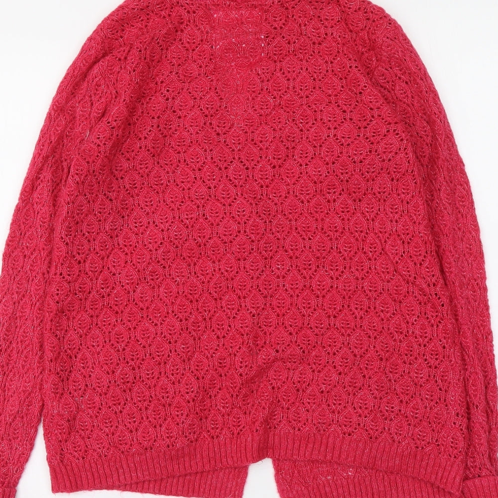 TU Womens Pink Round Neck Acrylic Cardigan Jumper Size S