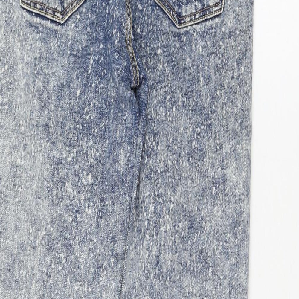 Zara Womens Blue Cotton Skinny Jeans Size 6 L26 in Regular Zip - Acid Wash