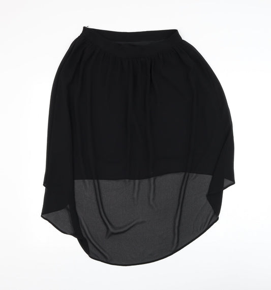 FOREVER 21 Womens Black Polyester Flare Skirt Size M Zip