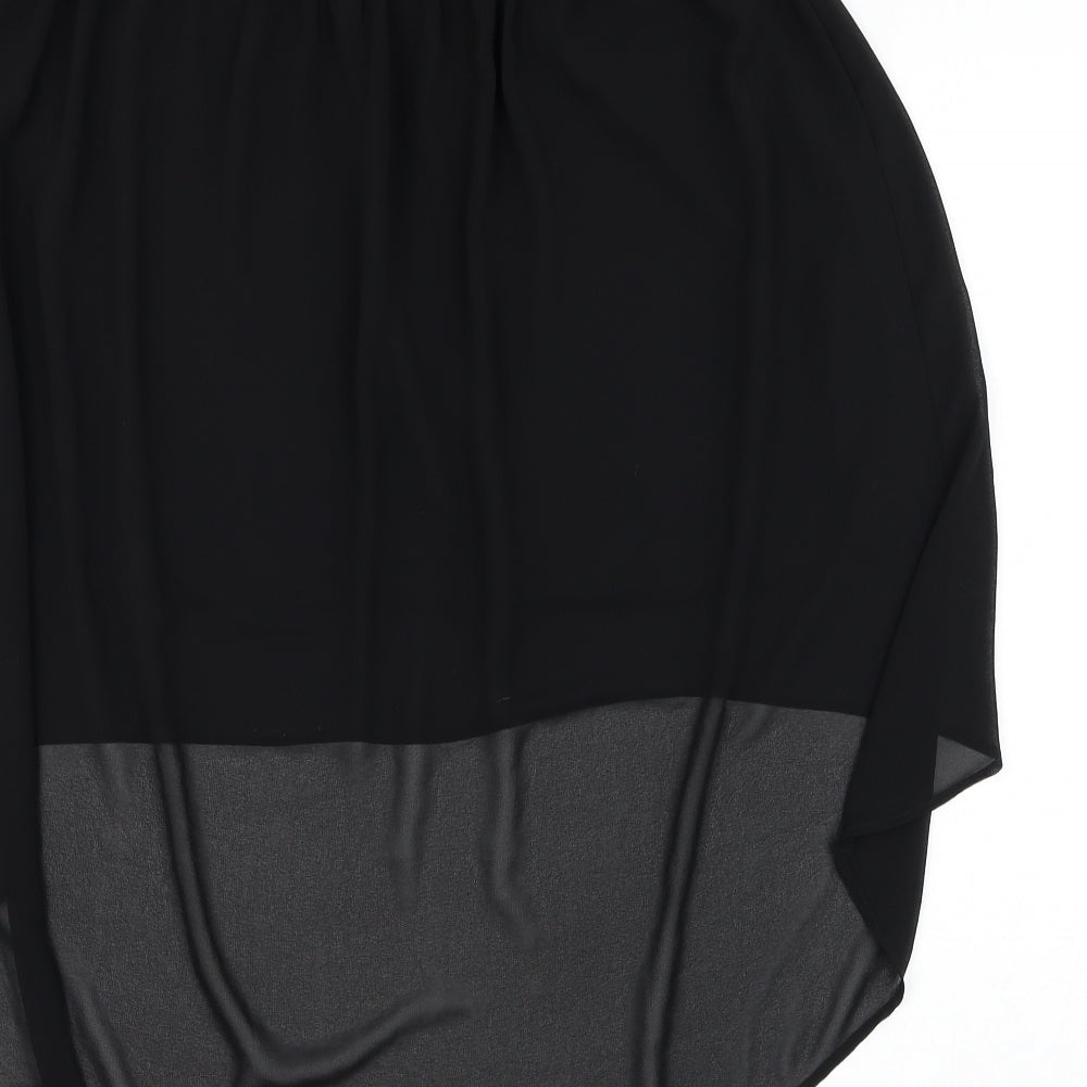 FOREVER 21 Womens Black Polyester Flare Skirt Size M Zip