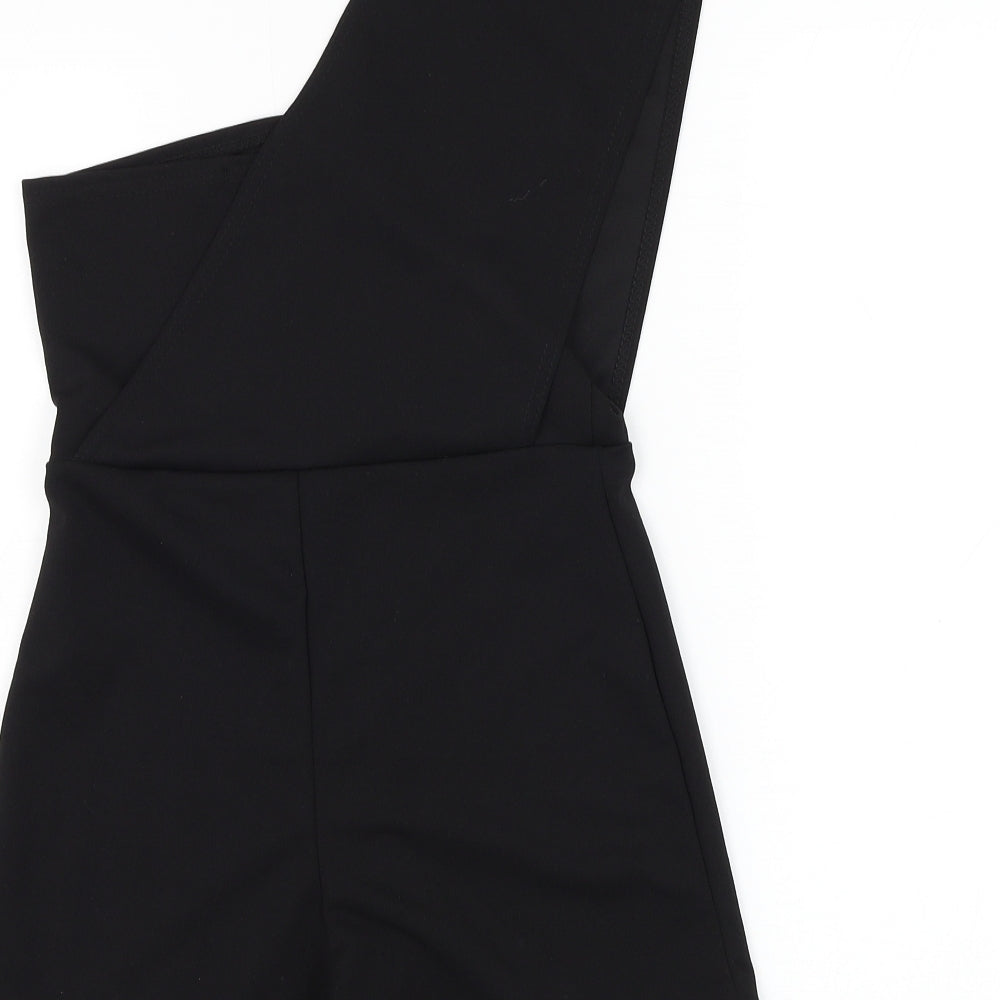 PRETTYLITTLETHING Womens Black Polyester Playsuit One-Piece Size 8 L3 in Pullover