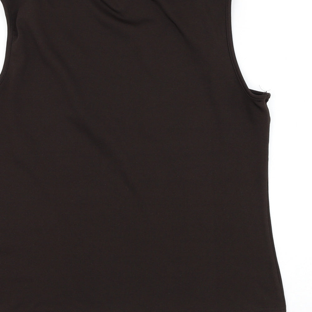 Berkertex Womens Brown Polyester Basic Tank Size 16 V-Neck - Flower Lace Detailing