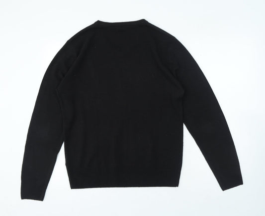 Cutting Edge Mens Black V-Neck Acrylic Pullover Jumper Size M