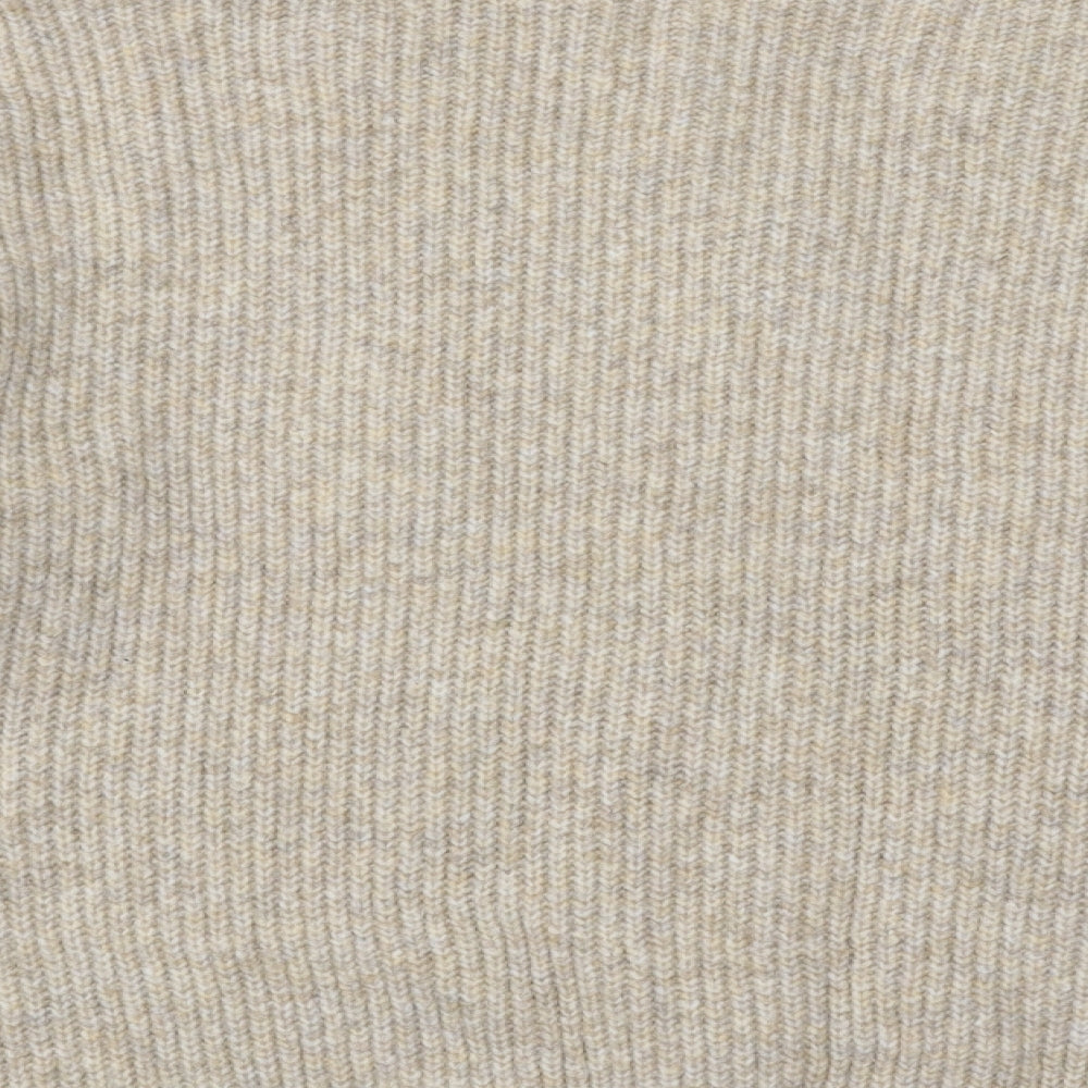 Marks and Spencer Mens Beige V-Neck Acrylic Pullover Jumper Size XL