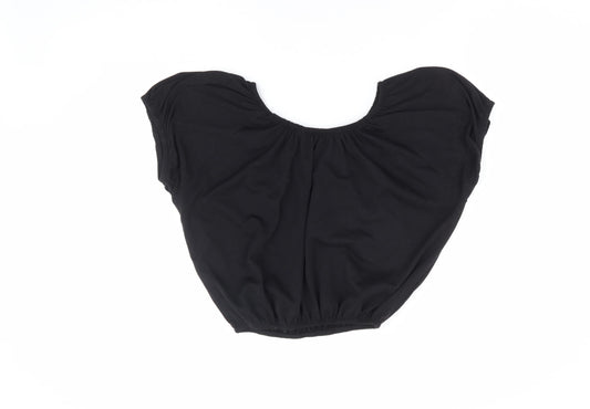 Primark Womens Black Polyester Cropped T-Shirt Size 6 Round Neck