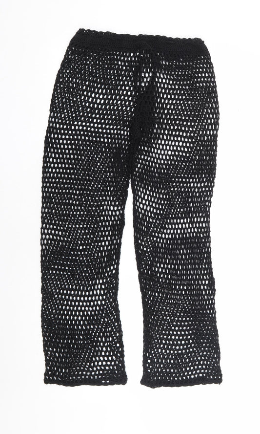 Womens UK Size L Preworn Regular Fit Black Trousers