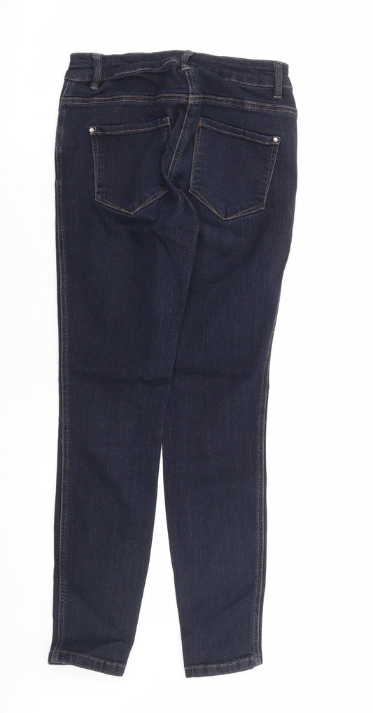 TU Womens Blue Viscose Skinny Jeans Size 10 L26 in Regular Zip - Cropped