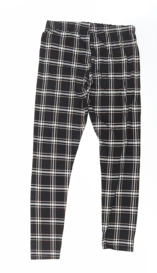 Primark Womens Black Check Polyester Leggings Size S L27 in