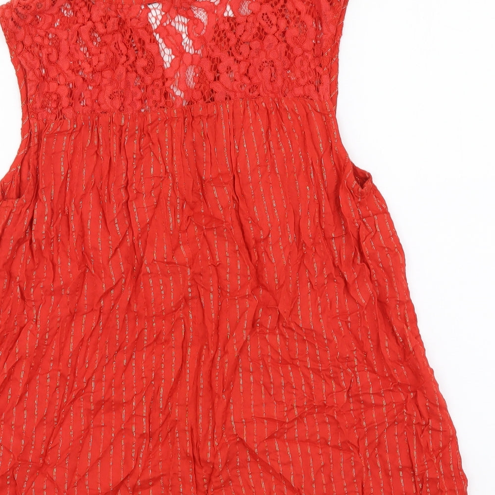 Womens UK Size 12 Roman Red Basic Button-Up