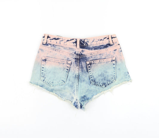 Topshop Womens Multicoloured Cotton Boyfriend Shorts Size 26 in L3 in Regular Zip - Gradient