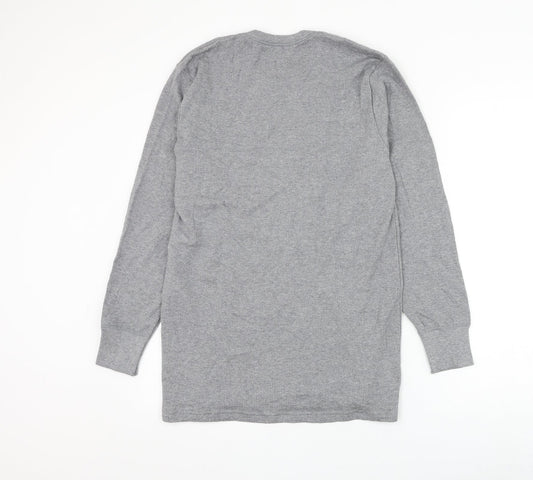 Marks and Spencer Mens Grey Round Neck Cotton Pullover Jumper Size M