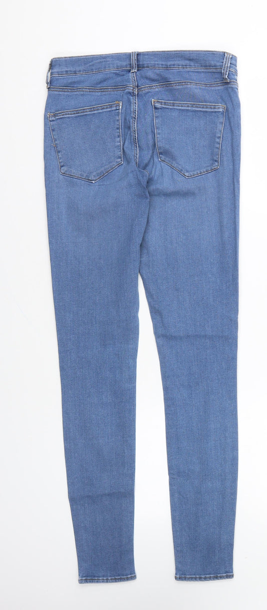 Topshop Womens Blue Cotton Skinny Jeans Size 28 in L32 in Regular Button