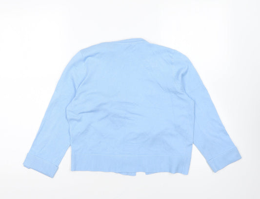 BHS Womens Blue V-Neck Viscose Cardigan Jumper Size 10