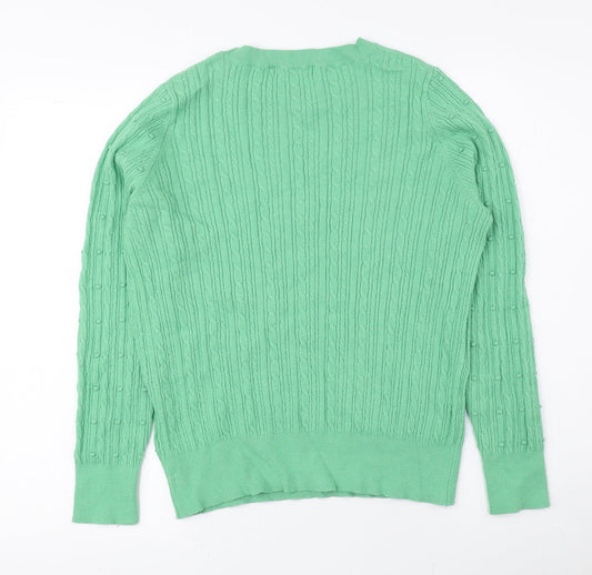 F&F Womens Green Crew Neck Viscose Pullover Jumper Size 14