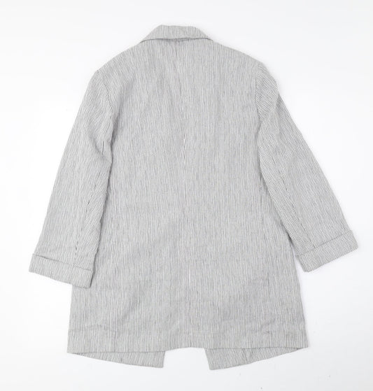 Nutmeg Womens Grey Striped Jacket Blazer Size 12