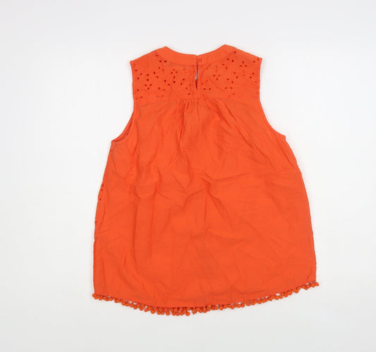 TU Womens Orange Cotton Basic Tank Size 10 Round Neck