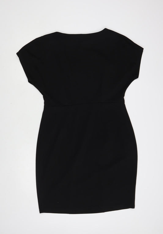 Papaya Womens Black Polyester Sheath Size 14 Boat Neck Pullover