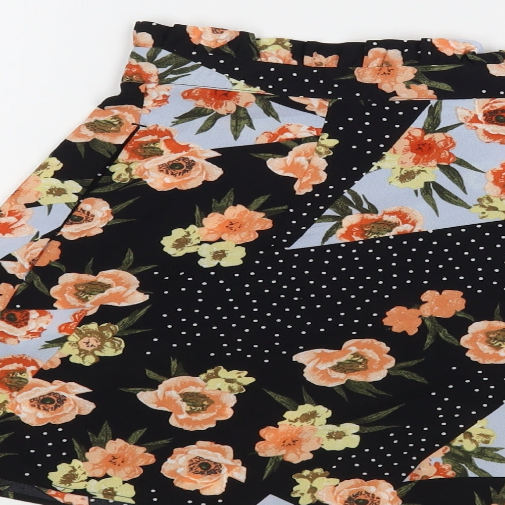 Topshop Womens Multicoloured Floral Polyester Paperbag Shorts Size 10 L3 in Regular Hook & Loop
