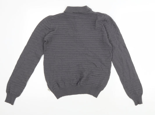 Cerruti Mens Grey Wool Polo Size S Collared Button