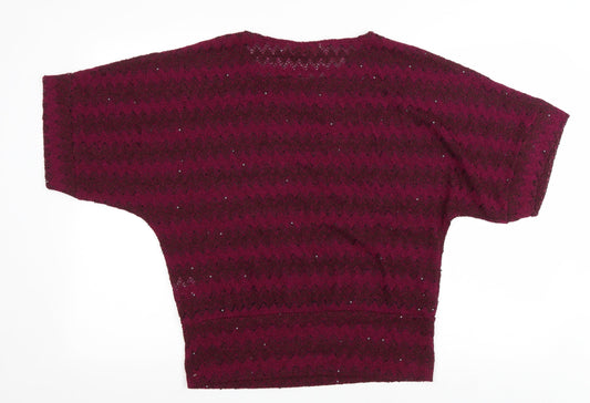 Epilogue Womens Purple Striped Polyester Basic T-Shirt Size 10 Scoop Neck