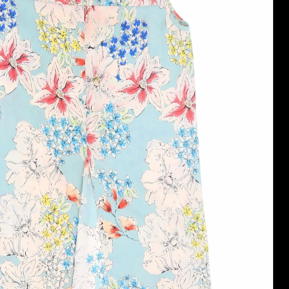 Primark Womens Multicoloured Floral Polyester Tunic Blouse Size 8 Mock Neck - Back Slit