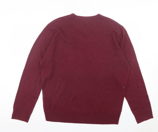 Debenhams Mens Purple V-Neck Acrylic Pullover Jumper Size L