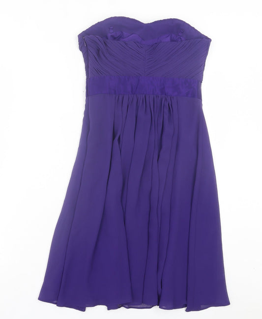 Coast Womens Purple Polyester A-Line Size 8 Sweetheart Zip