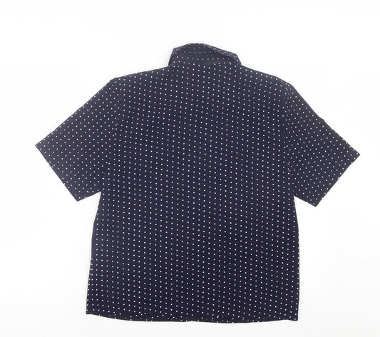 Principles Womens Blue Polka Dot Polyester Basic Button-Up Size 12 Collared