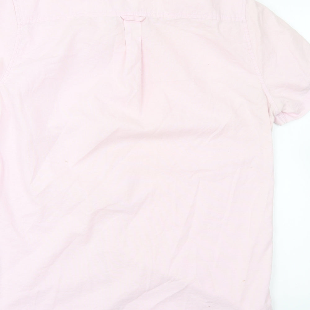 Mens UK Size L Burton Pink Button-Up Short Sleeve Casual Shirt