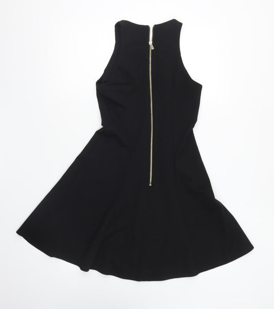 River Island Womens Black Viscose A-Line Size 8 Round Neck Zip