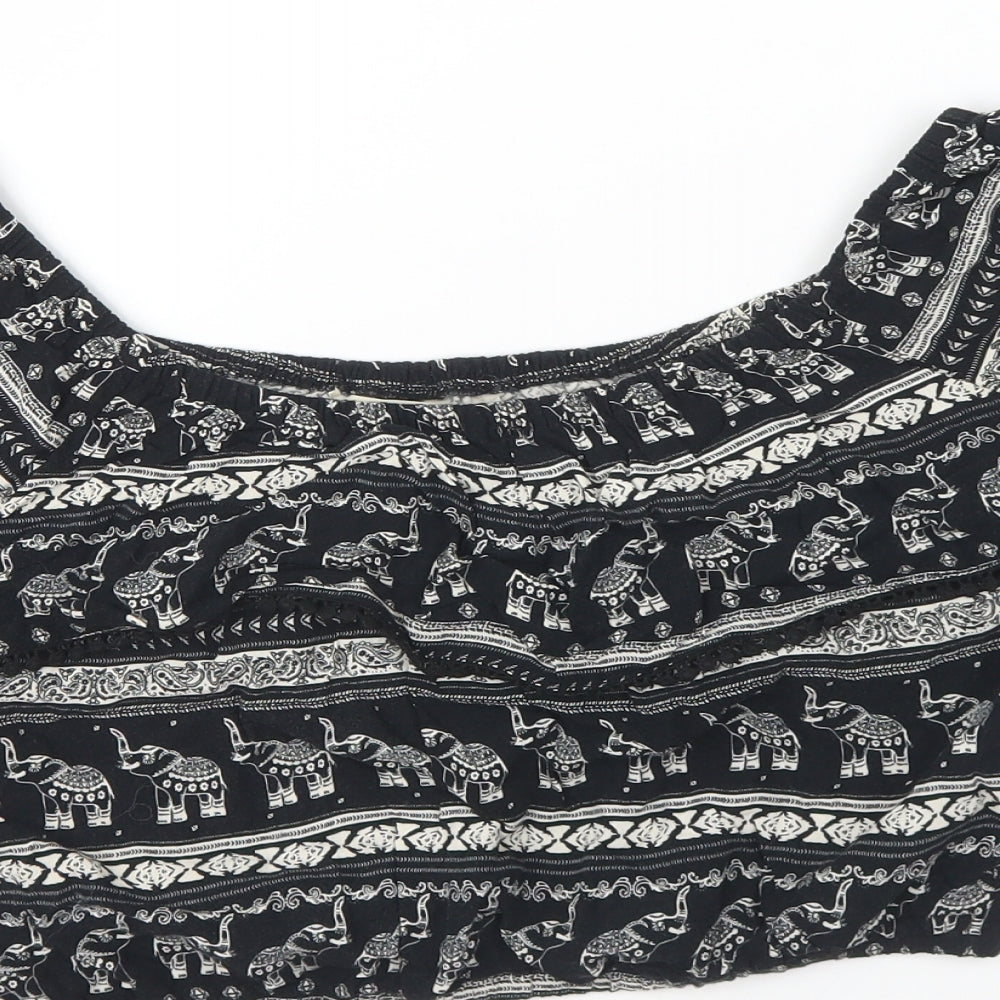 Womens UK Size 12 H&M Black Cropped Blouse