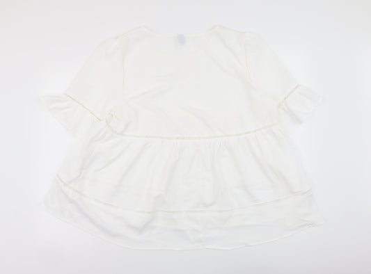 SheIn Womens White Polyester Basic Blouse Size XL Round Neck