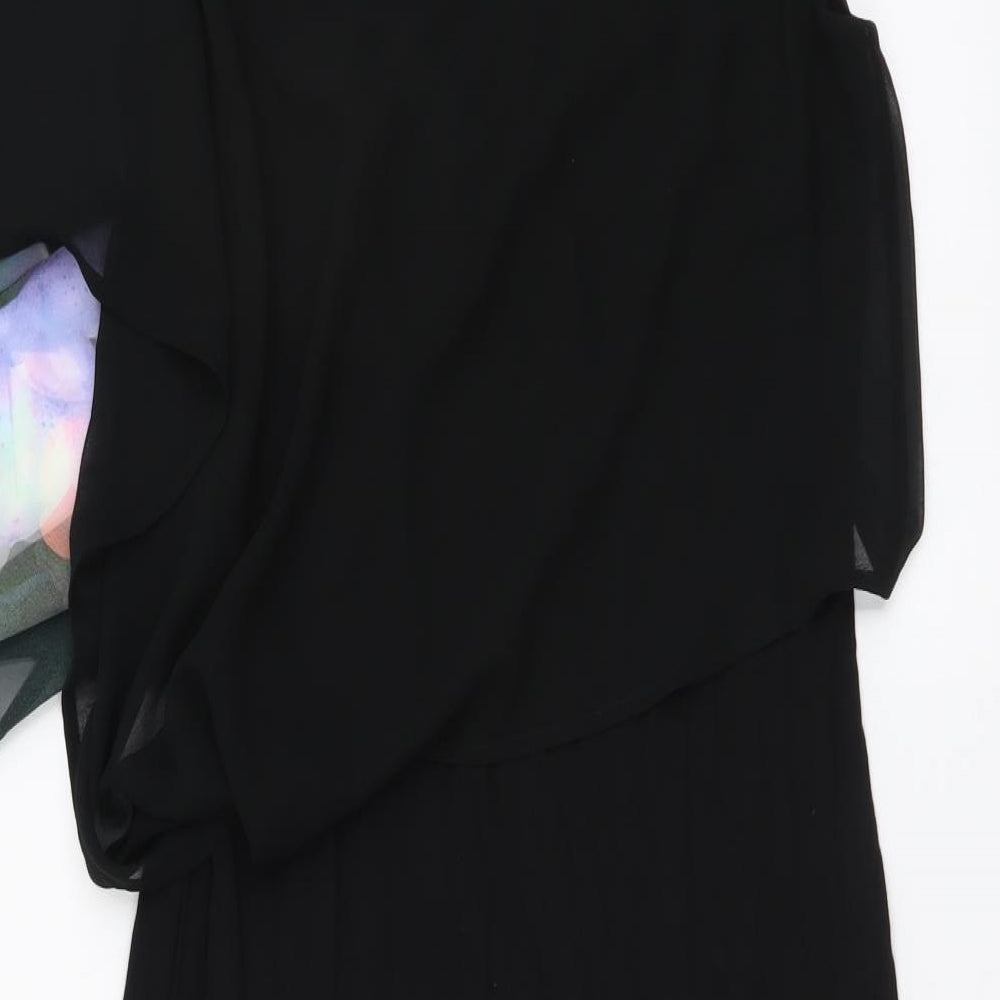 Oasis Womens Black Floral Polyester Bodycon Size S Round Neck Pullover